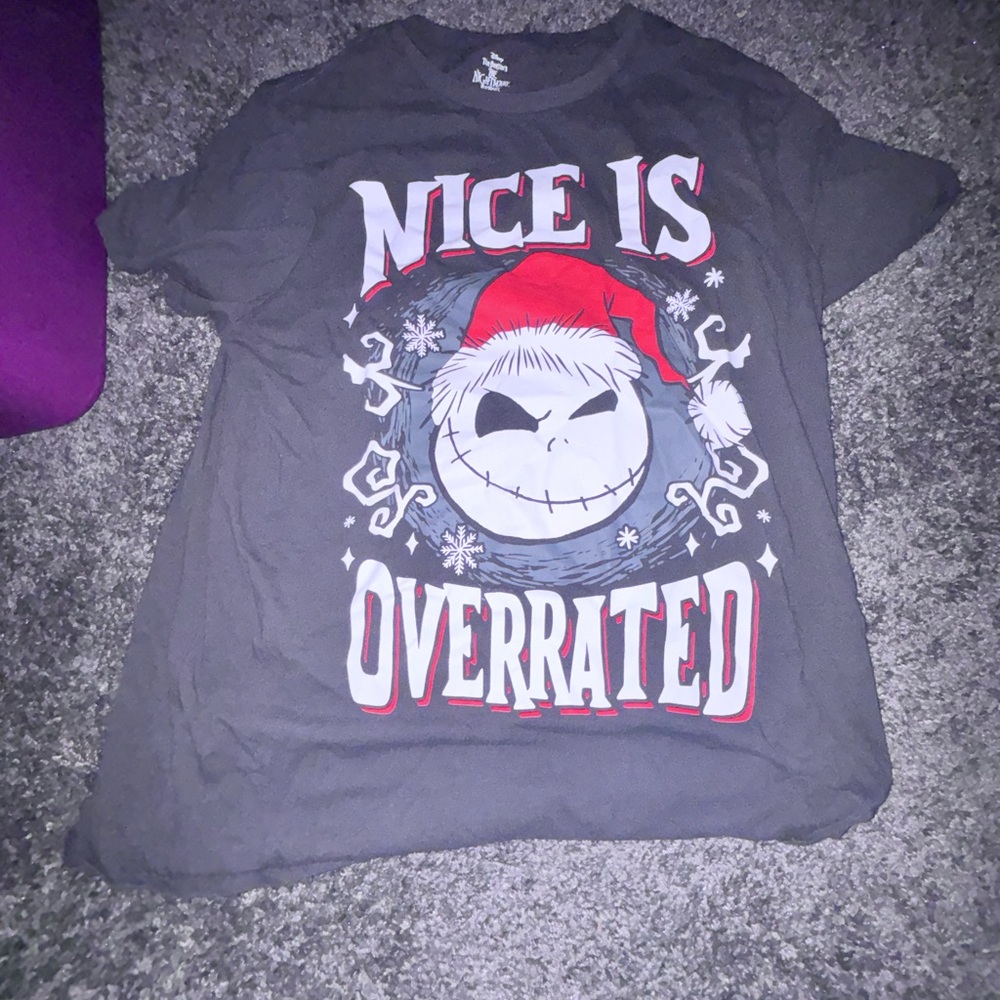 Disney Gray and Red Short Sleeve Tee with Festive Graphic